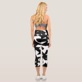Minimalismus Abstrakt Art Muster Schwarz-weiß Capri Leggings (Rückseite)