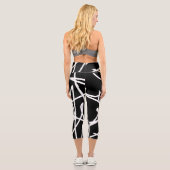 Minimalismus Abstrakt Art Muster Schwarz-weiß Capri Leggings (Rückseite)