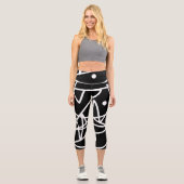 Minimalismus Abstrakt Art Muster Schwarz-weiß Capri Leggings (Vorderseite)