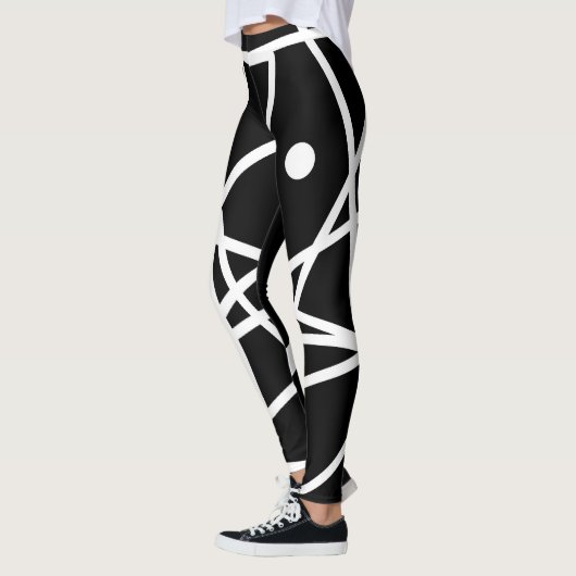 Minimalismus Abstrakt Art Muster Schwarz-weiß Leggings (Links)