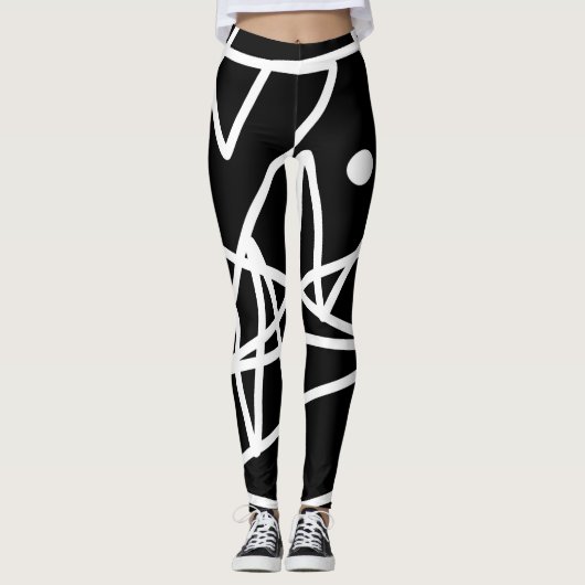Minimalismus Abstrakt Art Muster Schwarz-weiß Leggings (Vorderseite)