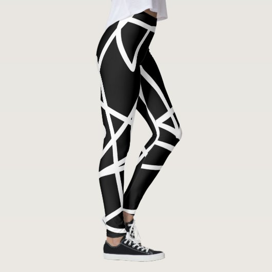 Minimalismus Abstrakt Art Muster Schwarz-weiß Leggings (Rechts)