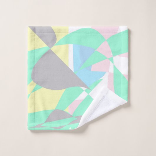 Minimalismus Abstrakt Art Pastell Grau Türkis Pink Badhandtuch Set (Waschlappen)