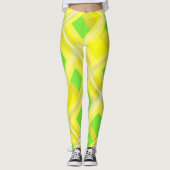Minimalismus Abstrakt Art Yellow Green Coral Block Leggings (Vorderseite)