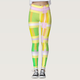 Minimalismus Abstrakt Art Yellow Green Lila Blocks Leggings