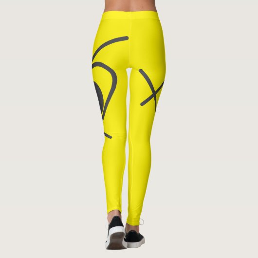 Minimalismus Abstrakte Kunst Grau und Gelb Leggings (Rückseite)