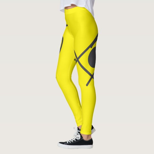 Minimalismus Abstrakte Kunst Grau und Gelb Leggings (Links)