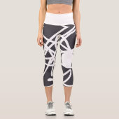 Minimalismus Abstrakte Kunst Grau und Weiß Capri Leggings (Vorderseite)