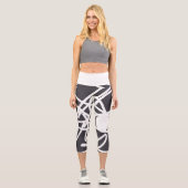 Minimalismus Abstrakte Kunst Grau und Weiß Capri Leggings (Vorderseite)