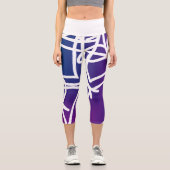 Minimalismus Abstrakte Kunst Lila und weiß Capri Leggings (Vorderseite)