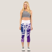 Minimalismus Abstrakte Kunst Lila und weiß Capri Leggings (Vorderseite)