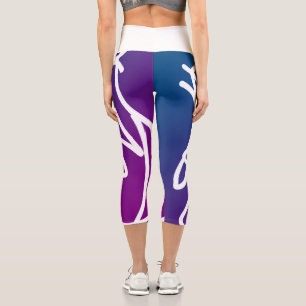 Minimalismus Abstrakte Kunst Lila und weiße Capri Leggings