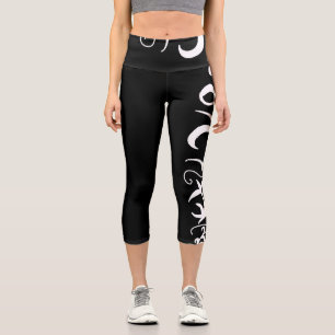 Minimalismus Abstrakte Kunst Schwarz-weiß Hand Zei Capri Leggings