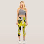 Minimalismus Abstraktes Kunstmuster Schwarz Gelb W Capri Leggings (Vorderseite)
