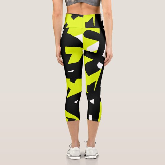 Minimalismus Abstraktes Kunstmuster Schwarz Gelb W Capri Leggings (Rückseite)