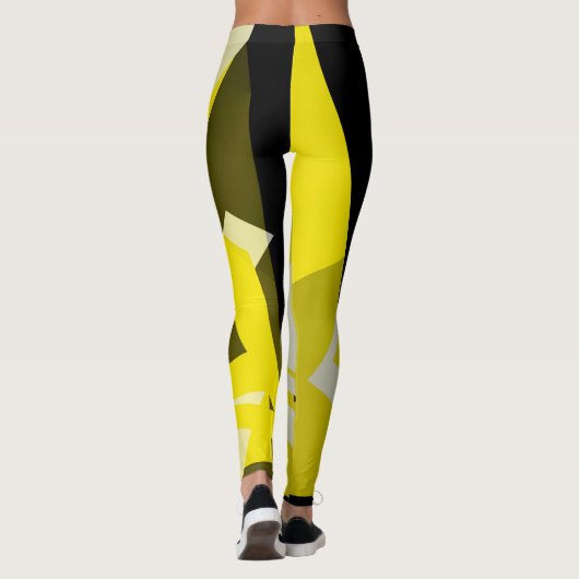 Minimalismus Abstraktes Kunstmuster Schwarz Gelb W Leggings (Rückseite)