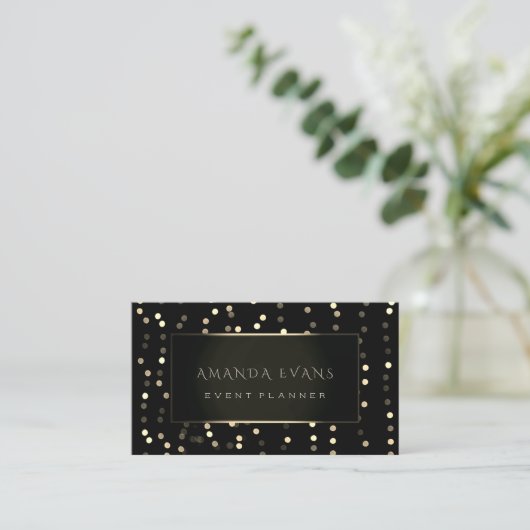 Minimalismus Beauty Black Gerahmt Golden Confetti Visitenkarte (Stehend Vorderseite)