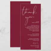 Minimalismus Burgundy Script Place Einstellung Vie Programm (Vorne/Hinten)