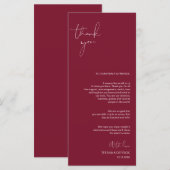 Minimalismus Burgundy Script Place Einstellung Vie Programm (Vorne/Hinten)