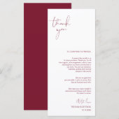 Minimalismus Burgundy Script Place Einstellung Vie Programm (Vorne/Hinten)