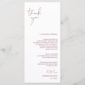 Minimalismus Burgundy Script Place Einstellung Vie Programm (Vorderseite)