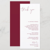 Minimalismus Burgundy Script Place Einstellung Vie Programm (Vorne/Hinten)