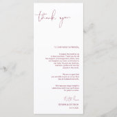 Minimalismus Burgundy Script Place Einstellung Vie Programm (Vorderseite)