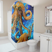 Minimalismus der dynamischen Octopus Blue Ocean Wa Duschvorhang (Beispiel)