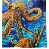 Minimalismus der dynamischen Octopus Blue Ocean Wa Duschvorhang (Vorderseite)