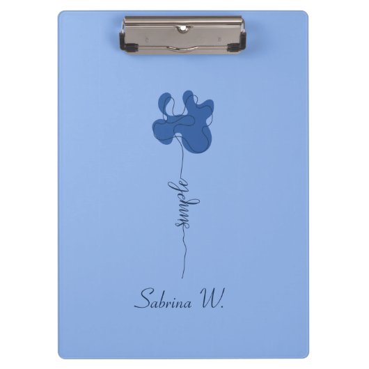 Minimalismus Einfache Blumen-Clipboard Klemmbrett (Vorderseite)