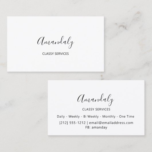 Minimalismus Elegantes Skript Schwarz-weiß machen Visitenkarte (Vorne/Hinten)