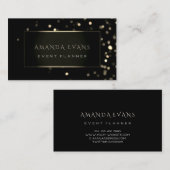 Minimalismus Eventplaner Black Gerahmt Gold Funkel Visitenkarte (Vorne/Hinten)