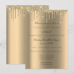 Minimalismus Funkelnde Tropfen Gold Geburtstag Einladung