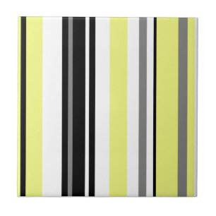 Minimalismus Gelb-Schwarz-Streifen Fliese