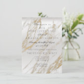 Minimalismus Gold Weiß grauer Marmor Silber Metall Einladung (Stehend Vorderseite)