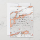 Minimalismus Graue Marmor Rose Gold Kupfer Geburts Einladung (Vorderseite)