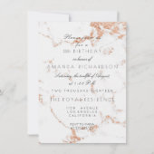 Minimalismus Graue Rose aus weißem Marmor Kupfer G Einladung (Vorderseite)