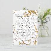 Minimalismus Grauer weißer Marmor Gold Geburtstag Einladung (Stehend Vorderseite)