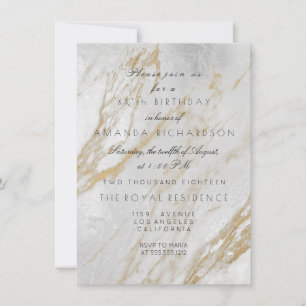 Minimalismus Gray Gold White Gray Marmor Silver VI Einladung