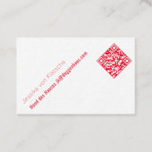 Minimalismus in rotem QR-Code Visitenkarte (Vorderseite)
