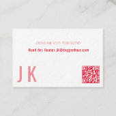 Minimalismus in rotem QR-Code Visitenkarte (Vorderseite)
