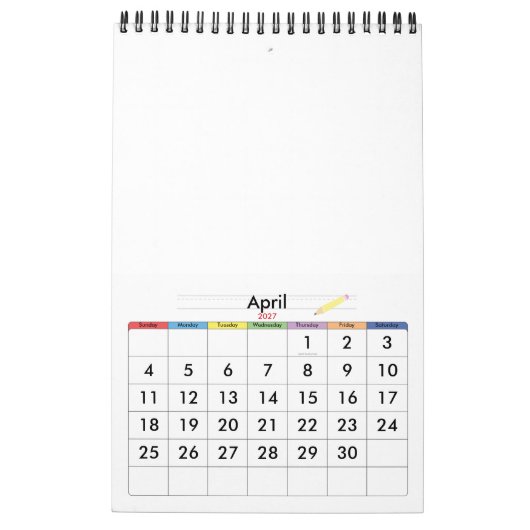 Minimalismus Kalender JEDES JAHR/GRÖSSE/FARBE/DESI (Apr 2027)