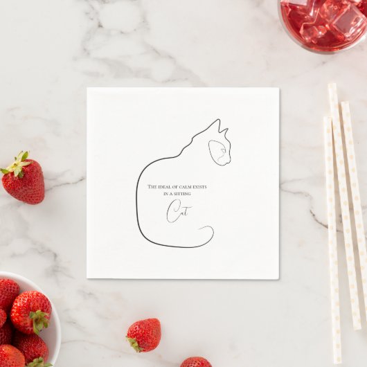 Minimalismus Katzen schwarz & weiß sitzen Serviette (Beispiel)