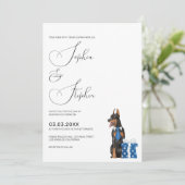 Minimalismus mit einer Doberman Dog Wedding Einladung (Stehend Vorderseite)