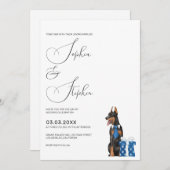 Minimalismus mit einer Doberman Dog Wedding Einladung (Vorne/Hinten)