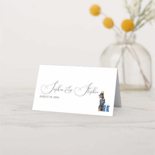 Minimalismus mit einer Hunde-Illustration Platzkarte (Rückseite)