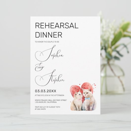 Minimalismus mit einer Katzen-Probe Einladung (Stehend Vorderseite)