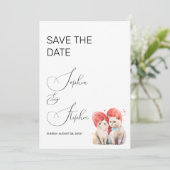 Minimalismus mit Katzenhochzeit Save The Date (Stehend Vorderseite)