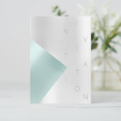 Minimalismus Mode Event Metallic Aqua Tiffany Einladung (Stehend Vorderseite)