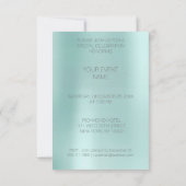 Minimalismus Mode Event Metallic Aqua Tiffany Einladung (Rückseite)